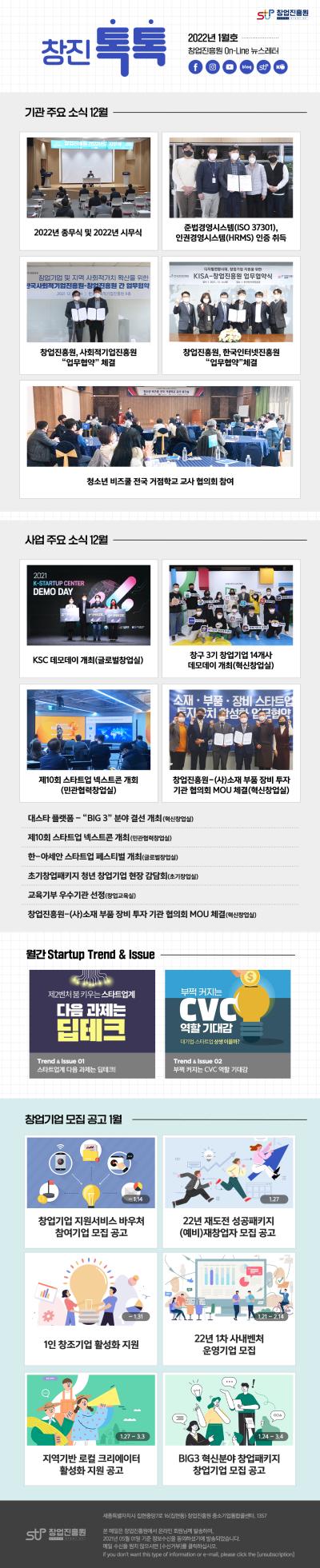 (2022년 1월호) 창업진흥원 온라인 뉴스레터 대표